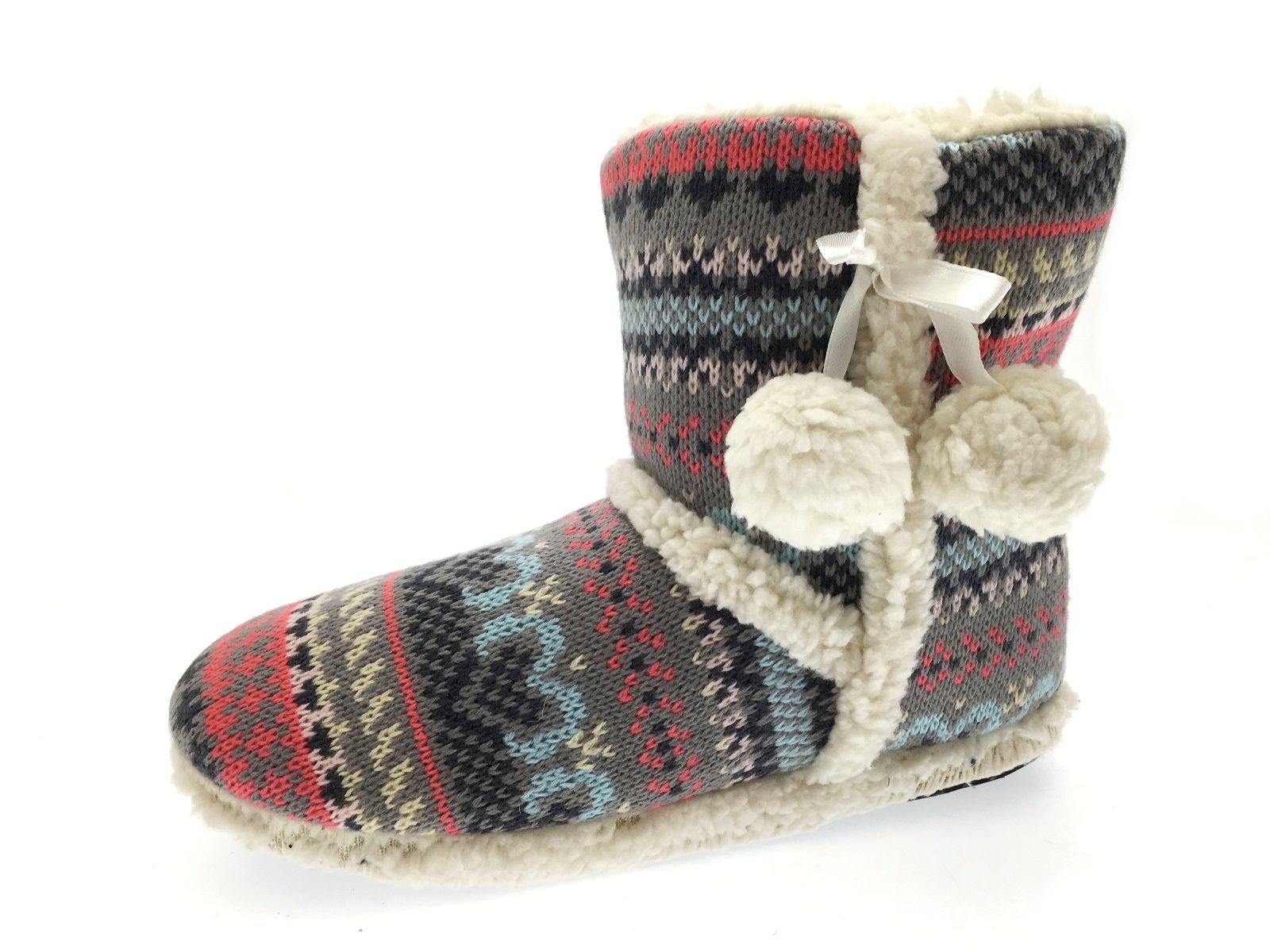 Womens Slipper Boots Knitted Fur Fleece Booties Girls Ladies Slippers